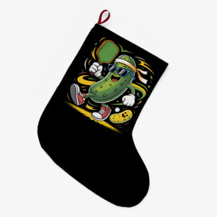 Meia De Natal Grande Dill Pickle Jogando Pickleball