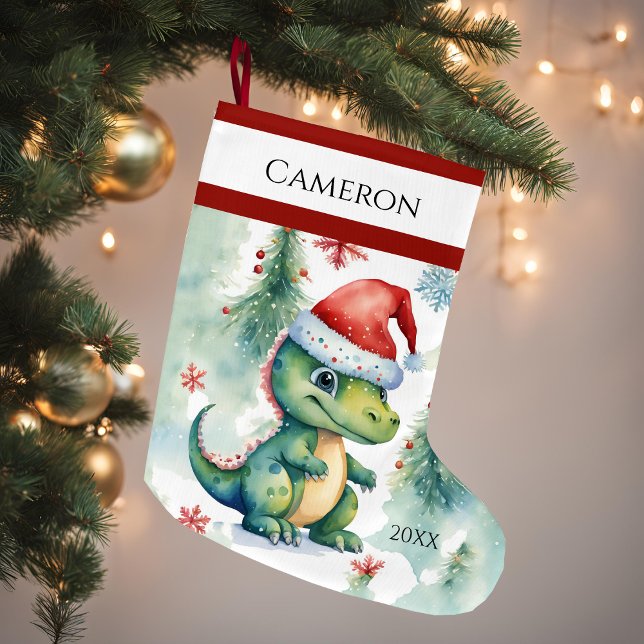 Meia De Natal Grande Dinosaur Santa Hat (Criador carregado)