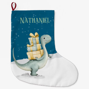Meia De Natal Grande Dinossauro Agradável Personalizado
