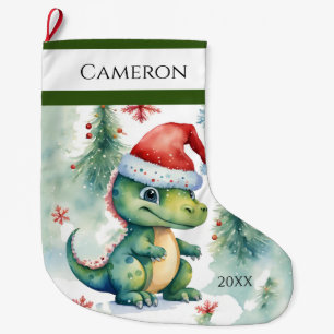 Meia De Natal Grande Dinossauro papai noel