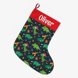 Meia De Natal Grande Dinossauros de Natal