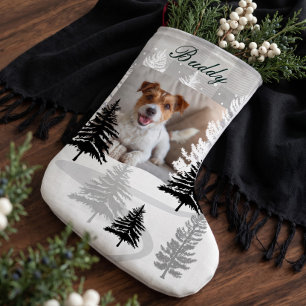 Meia De Natal Grande Diversão Foto Personalizada de Pet Cachorro Nome X