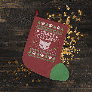 Meia De Natal Grande Doce Louco De Gato De Natal Feio