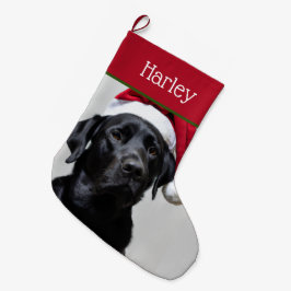 Meia De Natal Grande Doce Papais noeis Black Labrador