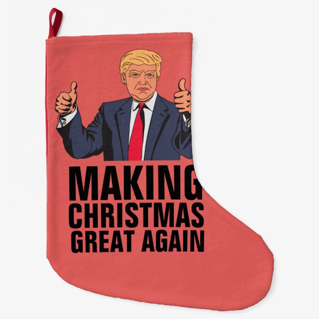 Meia De Natal Grande DONALD TRUMP CHRISTMAS STOCKS, Engraçado (Frente)