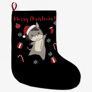 Meia De Natal Grande Donkey Christmas Donkeys Animais de inverno