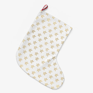 Meia De Natal Grande Douradas estrelas brilham