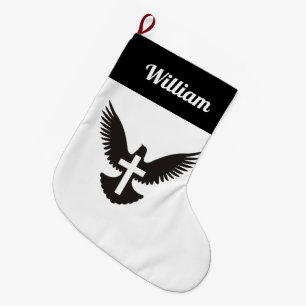 Meia De Natal Grande Dove com Cross Small Christmas Stocks