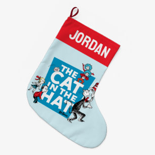 Meia De Natal Grande Dr. Seuss Logotipo do Gato no Chapéu - Personage