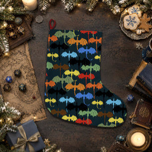 Meia De Natal Grande Dragão Wing Blue Flight Fantasy