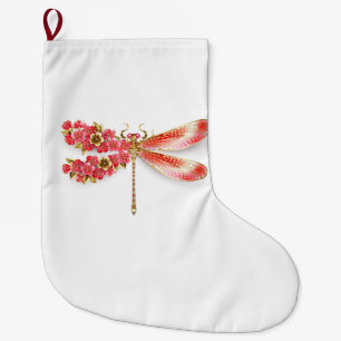 Meia De Natal Grande Dragonfly com joalheria sakura