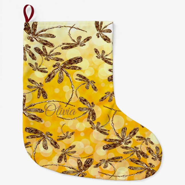 Meia De Natal Grande Dragonfly Sunshine (Frente)