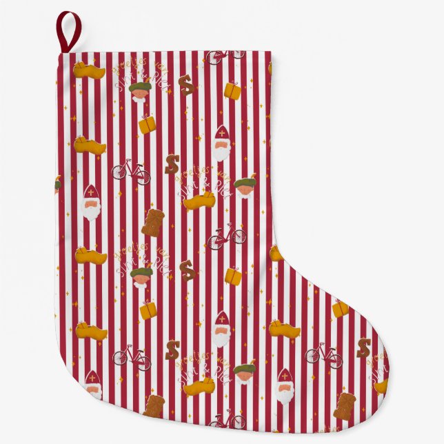 Meia De Natal Grande Dutch Sinterklaas Christmas Stocking Sint and Piet (Frente)