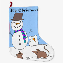 Meia De Natal Grande É Natal! Ratos-neve estocando natal