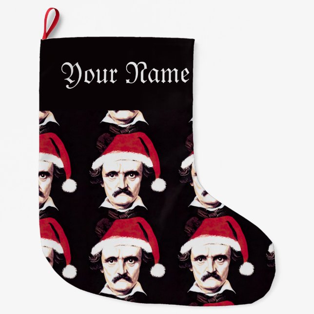 Meia De Natal Grande Edgar Allan Poe Christmas Stocks - Personalizado (Frente)