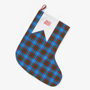 Meia De Natal Grande Edinburgh City Tartan Xadrez Azul Roxo
