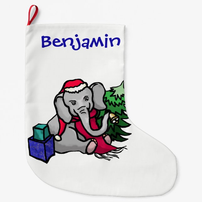 Meia De Natal Grande Elefante personalizado dos desenhos animados do (Frente)