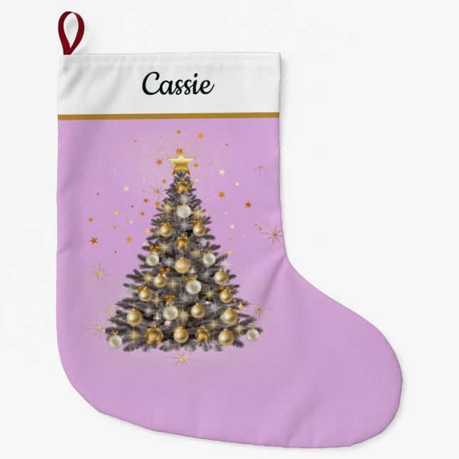 Meia De Natal Grande Elegant Christmas Tree Stocking – Classic Design (Frente)