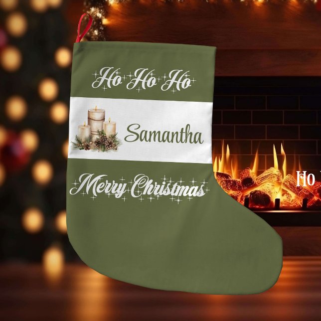 Meia De Natal Grande Elegant earthy Nordic style personalized christmas (Elegant earthy Nordic style personalized christmas stocking

)
