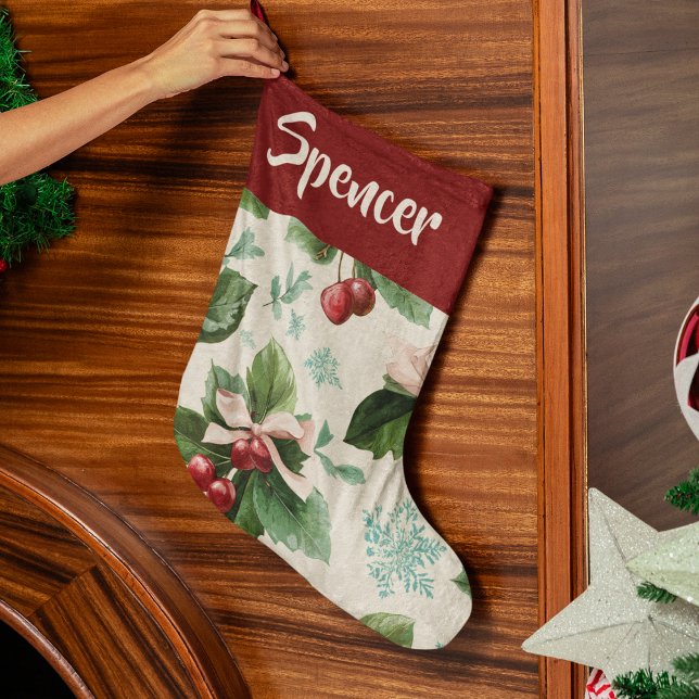 Meia De Natal Grande Elegant Holiday Pattern Christmas Stocking (Criador carregado)