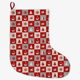 Meia De Natal Grande Elegant red and white merry Christmas