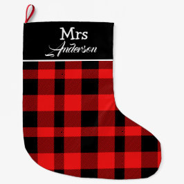 Meia De Natal Grande Elegante Buffallo Xadrez Natal Sr. e Sra. Casal