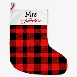 Meia De Natal Grande Elegante Buffallo Xadrez Natal Sr. e Sra. Casal