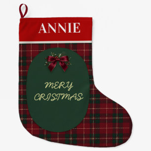Meia De Natal Grande Elegante festa de Natal com xadrez tartan