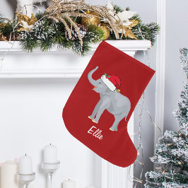 Meia De Natal Grande Elephant Santa Hat Personalizado Vermelho