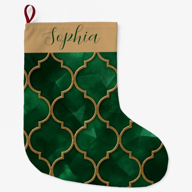 Meia De Natal Grande Emerald Moroccan Pattern – Luxury Style (Frente)