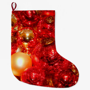 Meia De Natal Grande Enfeites de Vidro Vermelho Natal Bolas