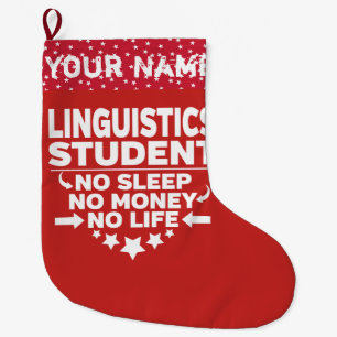 Meia De Natal Grande Engraçado Estudante De Linguística Sem Vida Ou D