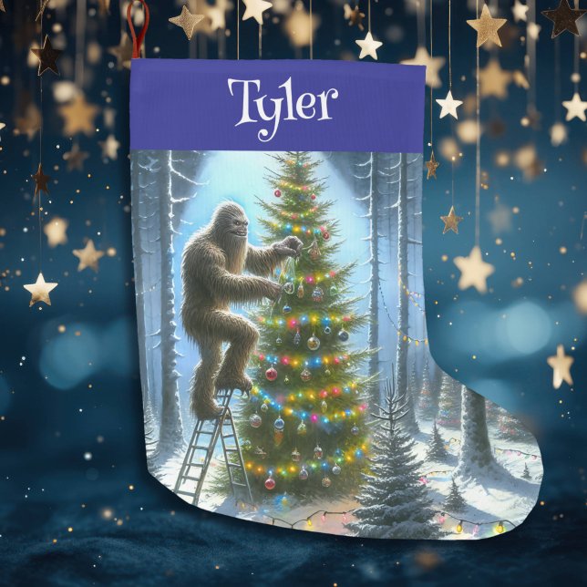 Meia De Natal Grande Engraçado Sasquatch de Natal Personalizado (Criador carregado)