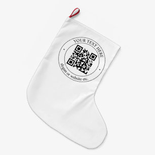 Meia De Natal Grande Envie Seu Próprio Código QR & Texto Personalizável