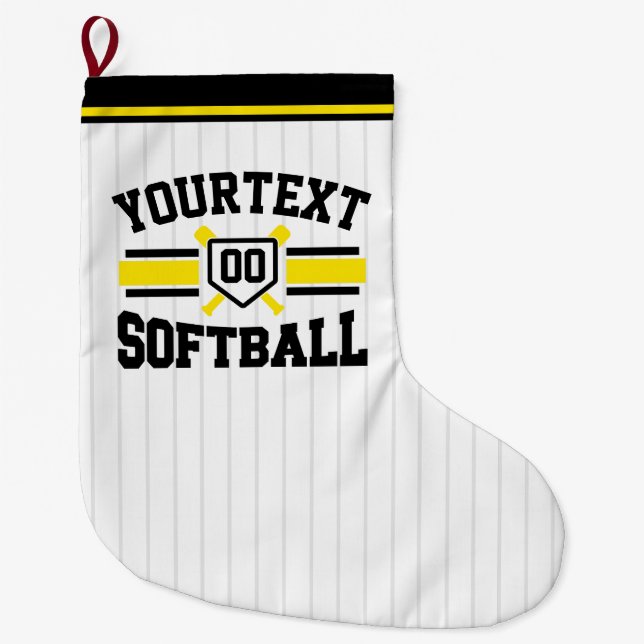 Meia De Natal Grande Equipe de Varsity do Softball Player de NOME DE AD (Frente)