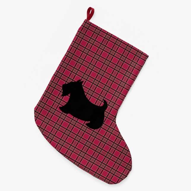 Meia De Natal Grande Escocês Terrier Christmas Stocks (Frente (Pendurada))