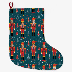 Meia De Natal Grande esmagador de nozes com foto personalizada - 2 imag