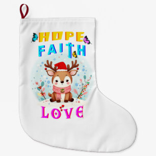 Meia De Natal Grande Esperança Fé Amor