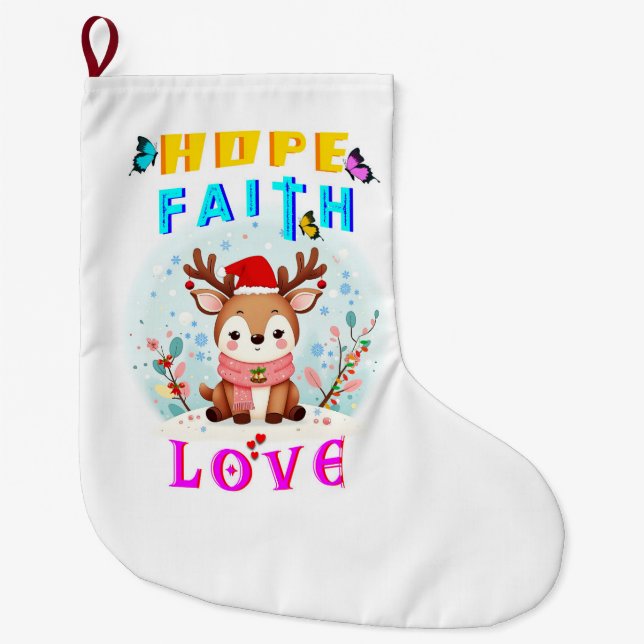 Meia De Natal Grande Esperança Fé Amor (Frente)