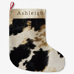 Meia De Natal Grande Espinho Dourado branco preto