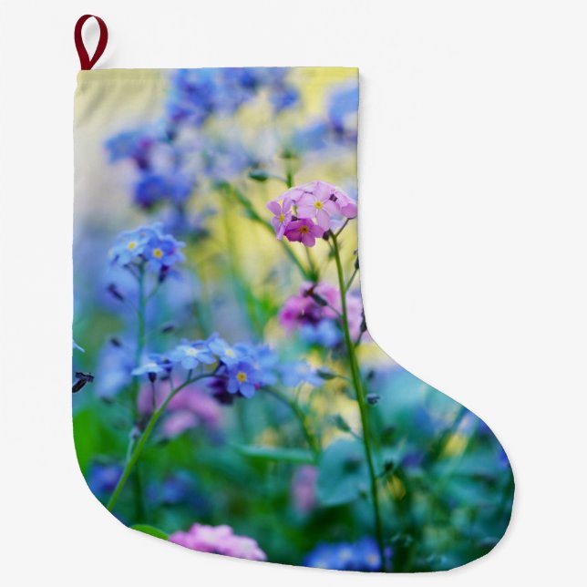 Meia De Natal Grande Esqueçam-me-não-flores (Frente)