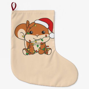 Meia De Natal Grande Esquilo de Natal para Animais de inverno