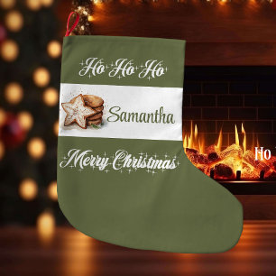 Meia De Natal Grande Estilo de feriado neutro clássico personalizado de