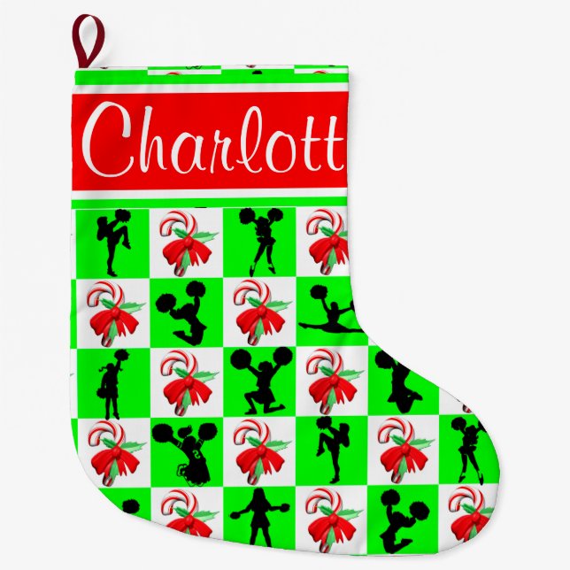 MEIA DE NATAL GRANDE ESTOCALIZAÇÃO DE NATAL DE CANA DE CHEERLEADER (Frente)