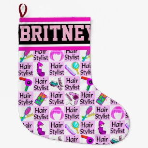 MEIA DE NATAL GRANDE ESTOQUE DE LISTA PERSONALIZADA DE CABELO DE TRENDY