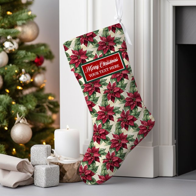 Meia De Natal Grande Estoque de Natal Clássico com Aquarela Personaliza (Classic Watercolor Christmas Stocking Personalized)