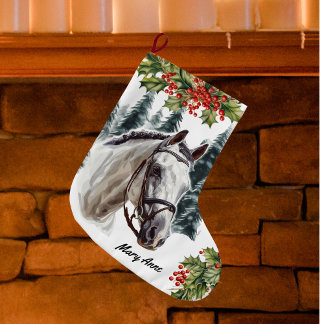 Meia De Natal Grande Estoque de Natal de Cavalo de Cinzas Personalizada