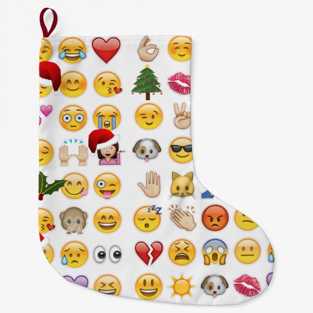 Meia De Natal Grande estoque de natal emojis xmas (Frente)