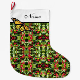 Meia De Natal Grande Estoque de Natal Personalizado - Monarca/Holly