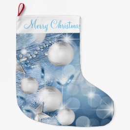 Meia De Natal Grande Estoque Natal/Ornamentos Azuis